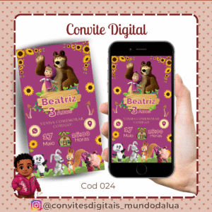 Convite Masha e o Urso