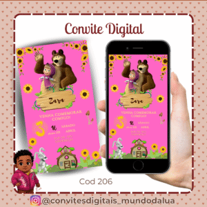 Convite Masha e o Urso